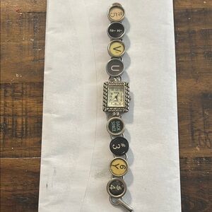 Geneva Silver and Black Charm Watch